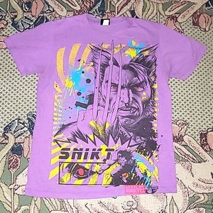 Marvel Wolverine Logan graphic tee shirt purple red eyes  y2k Mad Engine I9